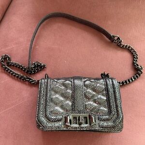 Rebecca Minkoff mini love  Metallic Crossbody Bag with Chain Strap